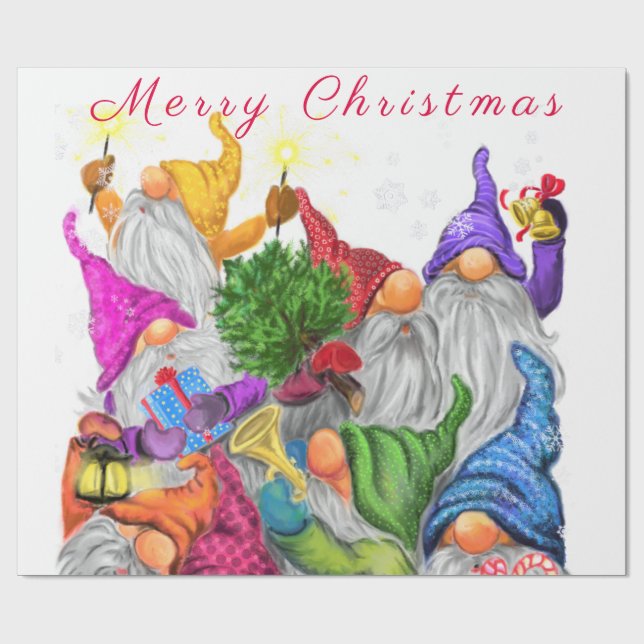 Papel De Regalo Feliz Navidad Gnome Celebración - Personalizado Te (Superficie plana)