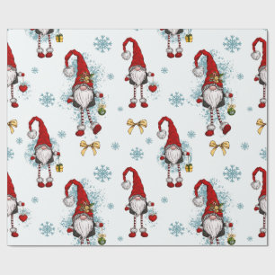 Papel De Regalo Feliz Navidad, Gnominos Rojos Caprichosos