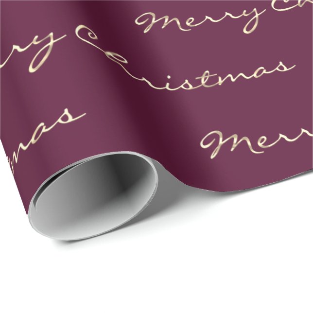 Papel De Regalo Feliz Navidad Golden Holidays Berry Marsala (Esquina del rollo)