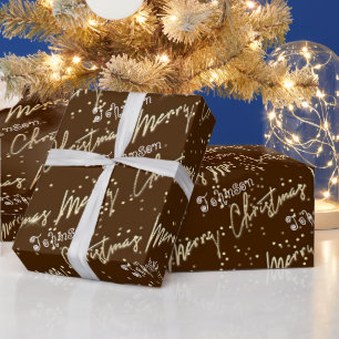 Papel De Regalo Feliz Navidad Golden Script de Name Brown