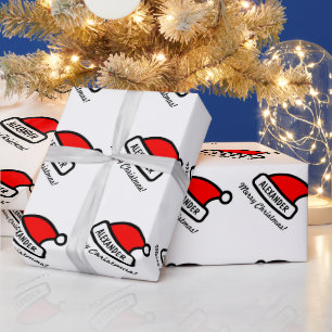 Papel De Regalo Feliz Navidad gorro de Santa alto brillo personali