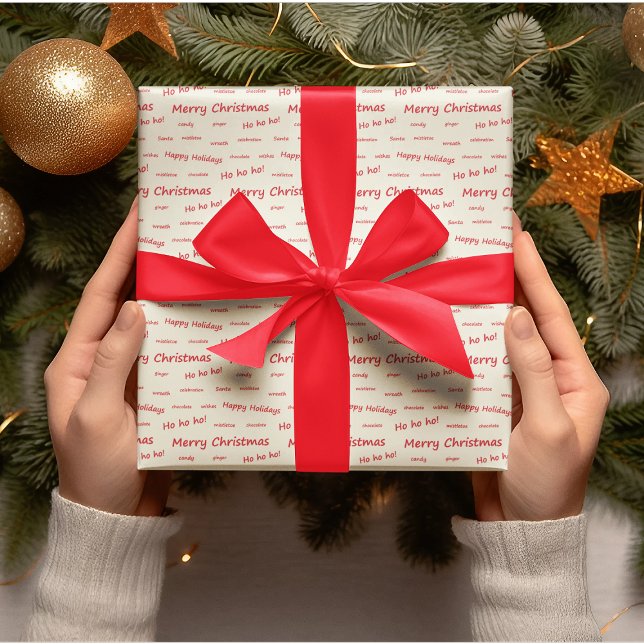 Papel De Regalo Feliz Navidad, guión rojo y blanco (Subido por el creador)