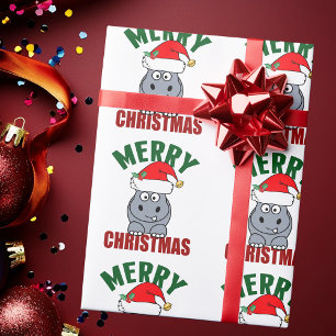 Papel De Regalo Feliz Navidad Hippo Cuate Holiday