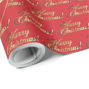 Papel De Regalo Feliz Navidad Hoja de Oro Fuego Rojo Motor
