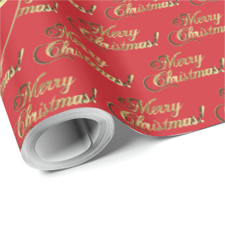 Papel De Regalo Feliz Navidad Hoja de Oro Fuego Rojo Motor