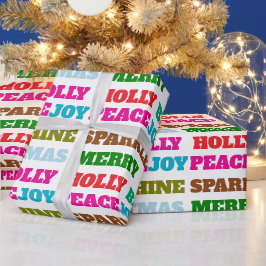 Papel De Regalo Feliz Navidad Holly Berry Jolly Peace Love Joy
