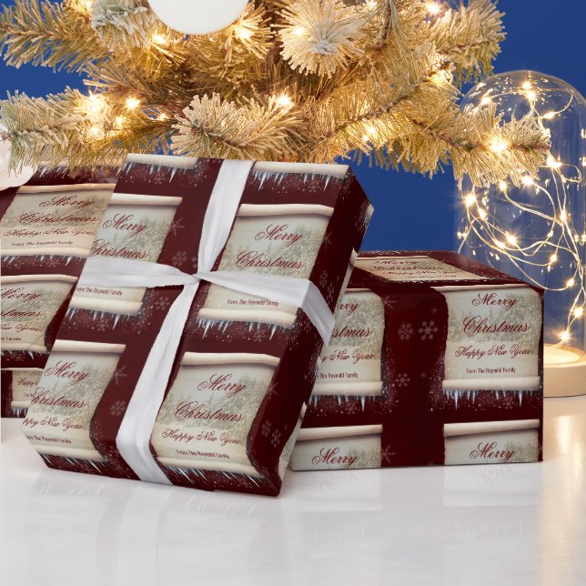 Papel De Regalo Feliz Navidad Invierno Pergamino Ciclismo Copos de (Vacaciones)