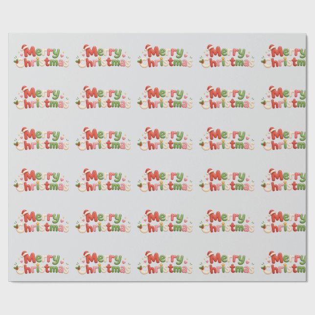 Papel De Regalo Feliz Navidad Kawaii (Superficie plana)
