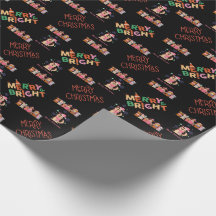Feliz Navidad lindos perros Black WrapPaper