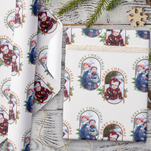 Papel De Regalo Feliz Navidad Lozenge Redondeado 2 Fotos