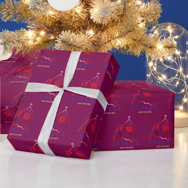 Papel De Regalo Feliz Navidad magenta (Vacaciones)