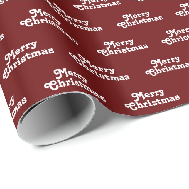Papel De Regalo Feliz Navidad maroon blanco borgoña vacaciones de  (Esquina del rollo)