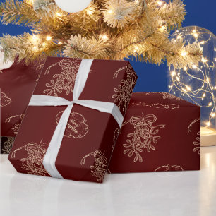 Papel De Regalo Feliz Navidad Mistletografía caligrafía rojo