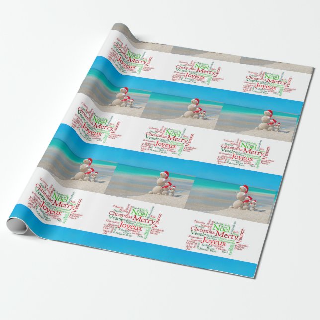 Papel de Regalo Feliz Navidad Muñeco de Nieve (Desenrollado)