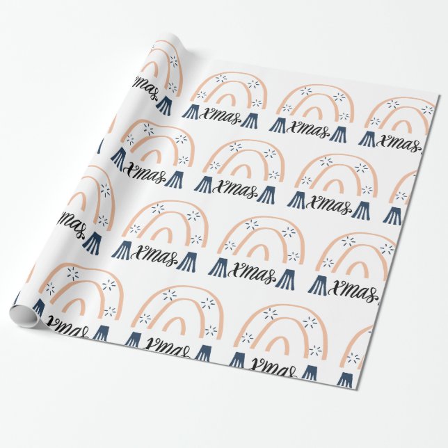 Papel De Regalo Feliz Navidad Navidad Boho Regalo arcoiris envolvi (Desenrollado)