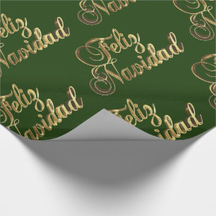 Papel De Regalo Feliz Navidad, Navidades españoles verdes y dorad