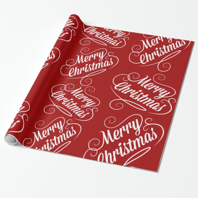 Papel De Regalo Feliz Navidad navideña diseño estacional rojo (Desenrollado)