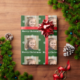 Papel De Regalo Feliz Navidad niño foto verde Navidad 