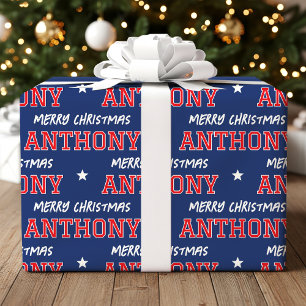 Papel De Regalo Feliz Navidad nombre personalizado de gran escala 