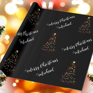 Papel De Regalo Feliz Navidad Nombre personalizado Elegante Person