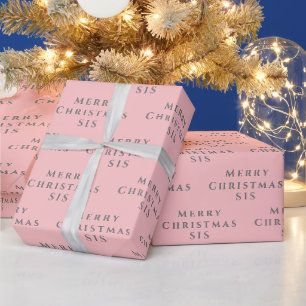 Papel De Regalo Feliz Navidad Nombre Sis Rosa Gris Simple Moderno