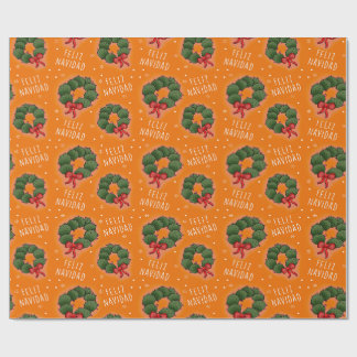 Papel De Regalo Feliz Navidad Nopal Wreath Wrapping Paper