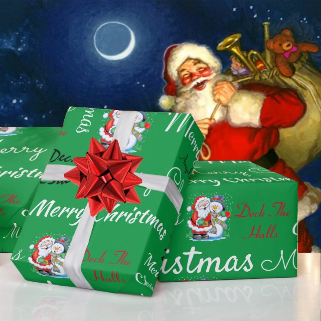 Papel De Regalo Feliz Navidad o DÍA Felices Fiestas Blanco Verde (Subido por el creador)