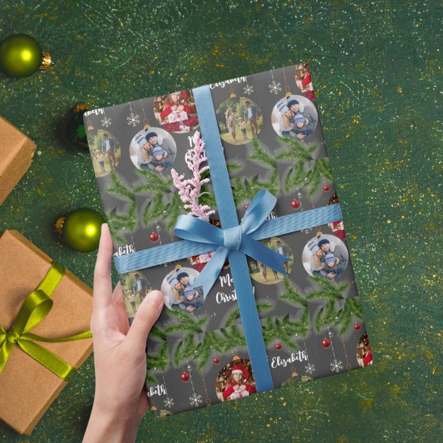 Papel De Regalo Feliz Navidad Ornamento Personalizado Snowflake Bl (Subido por el creador)