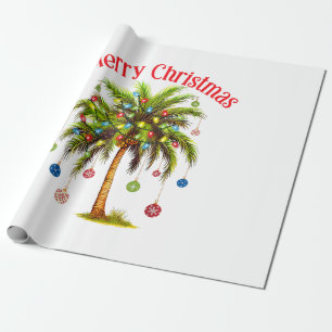 Papel De Regalo Feliz Navidad Palm Tree Light Tropical Hawaiano
