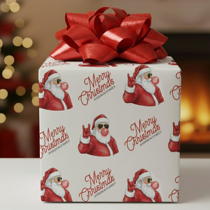 Papel De Regalo Feliz Navidad Papá Noel con Gafas de Sol Patrón