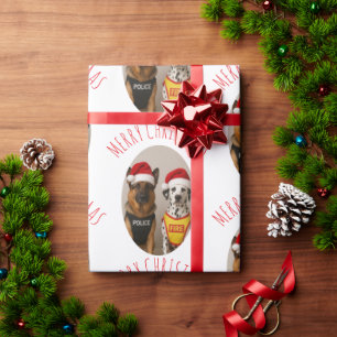 Papel De Regalo Feliz Navidad Pastor alemán y dálmata