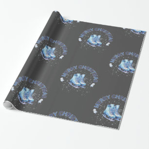 Papel De Regalo Feliz Navidad, Patinaje