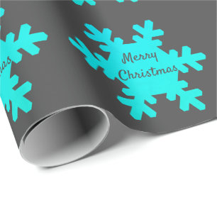 Papel De Regalo Feliz Navidad Patrones de copos de nieve Gris azul