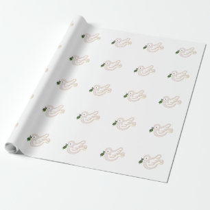 Papel De Regalo Feliz Navidad Peace Dove con holly