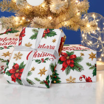 Feliz Navidad Poinsettia y Piña Patrón Navideño