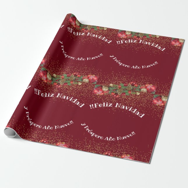 Papel De Regalo Feliz Navidad Purpurina moderno y Navidades de let (Desenrollado)