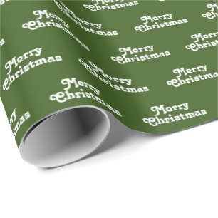 Papel De Regalo Feliz Navidad regalo de patrón blanco verde oscuro