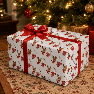 Papel De Regalo Feliz Navidad Reno Navideño Lindo