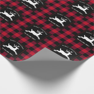 Papel De Regalo Feliz navidad reno Red Black Buffalo Check