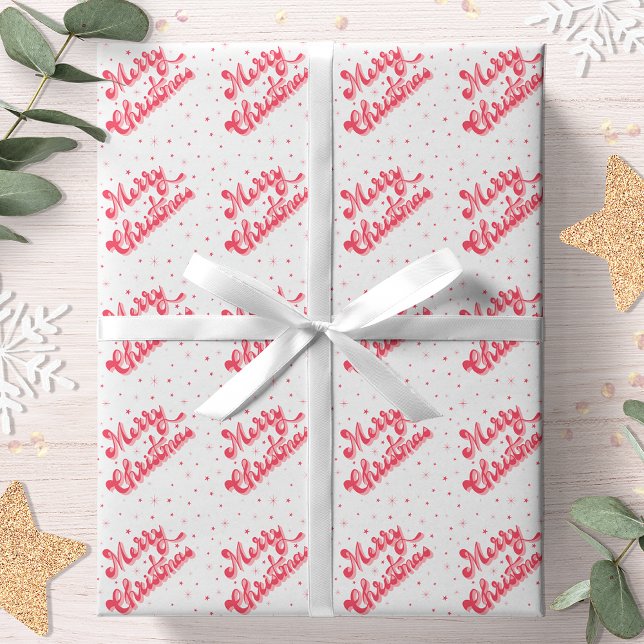 Papel De Regalo Feliz Navidad Retro Estrellas festividades Rojo (Subido por el creador)