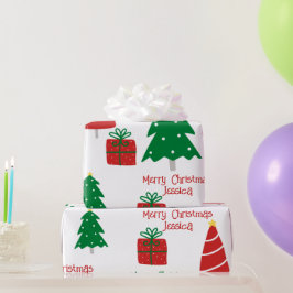 Papel De Regalo Feliz Navidad Roja y Verde