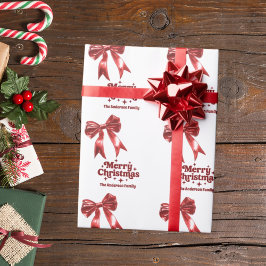 Papel De Regalo Feliz Navidad rojo arco blanco retro