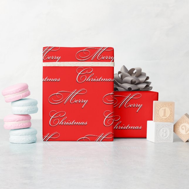 Papel De Regalo Feliz Navidad rojo blanco (Baby Shower)
