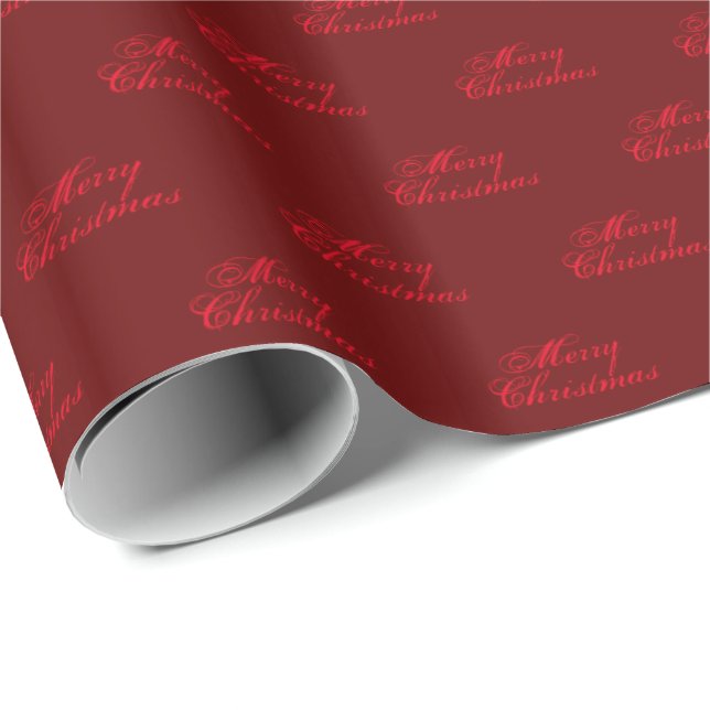 Papel De Regalo Feliz Navidad rojo burgungoon guión lindo (Esquina del rollo)
