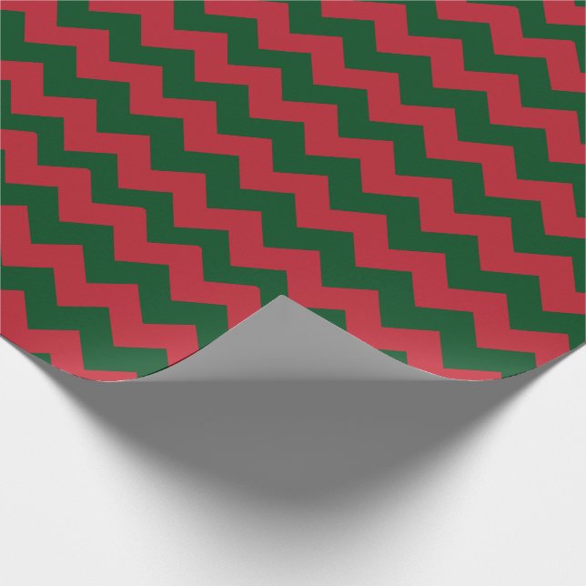 Papel De Regalo Feliz Navidad Rojo y Verde Chevron (Esquina)