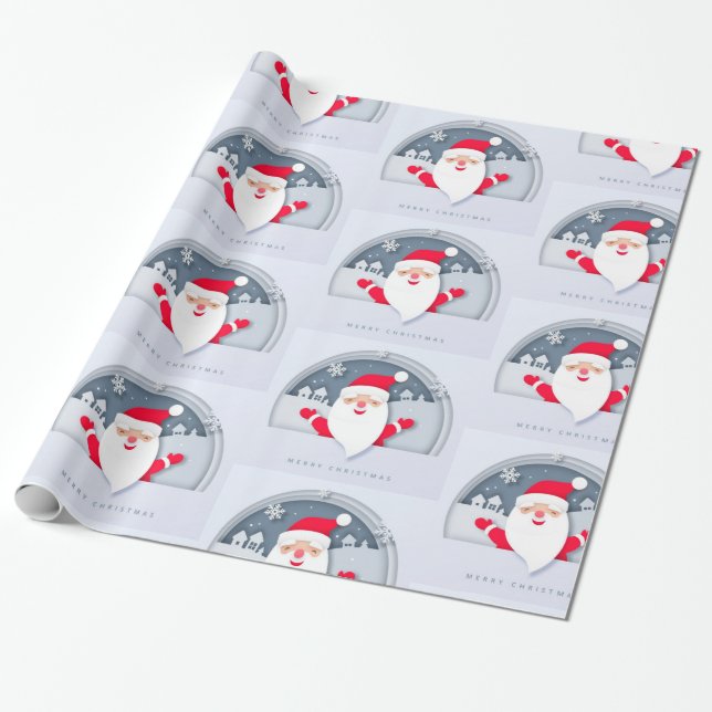 Papel De Regalo Feliz Navidad Santa (Desenrollado)