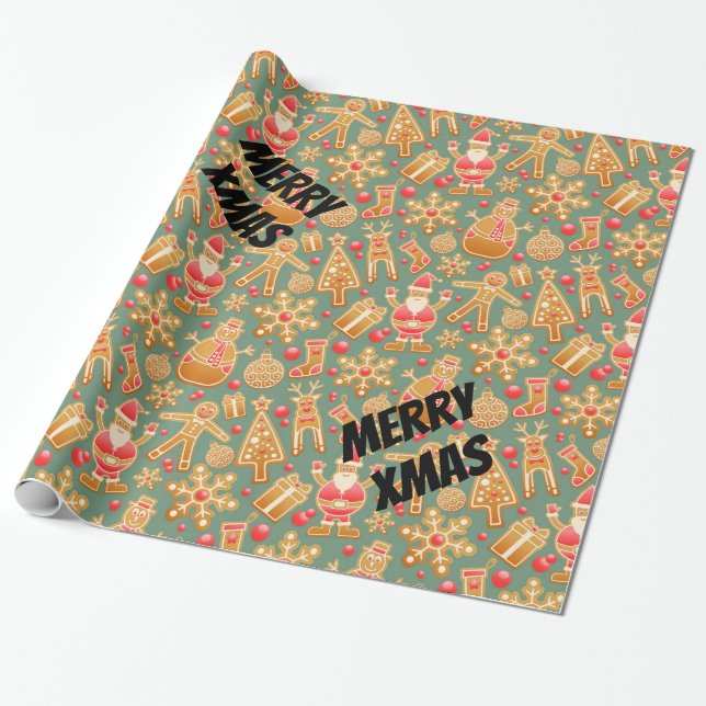 Papel De Regalo Feliz Navidad Santa (Desenrollado)