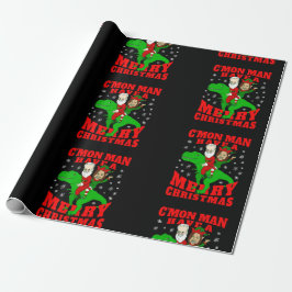 Papel De Regalo feliz navidad santa biden kamala harris dinosaur