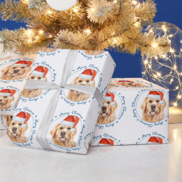 Papel De Regalo Feliz Navidad Santa Dog Golden Retriever