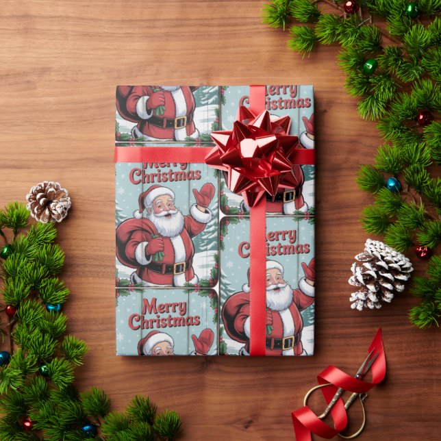 Papel De Regalo Feliz Navidad Santa Fiesta de Navidad  (Regalo de vacaciones)